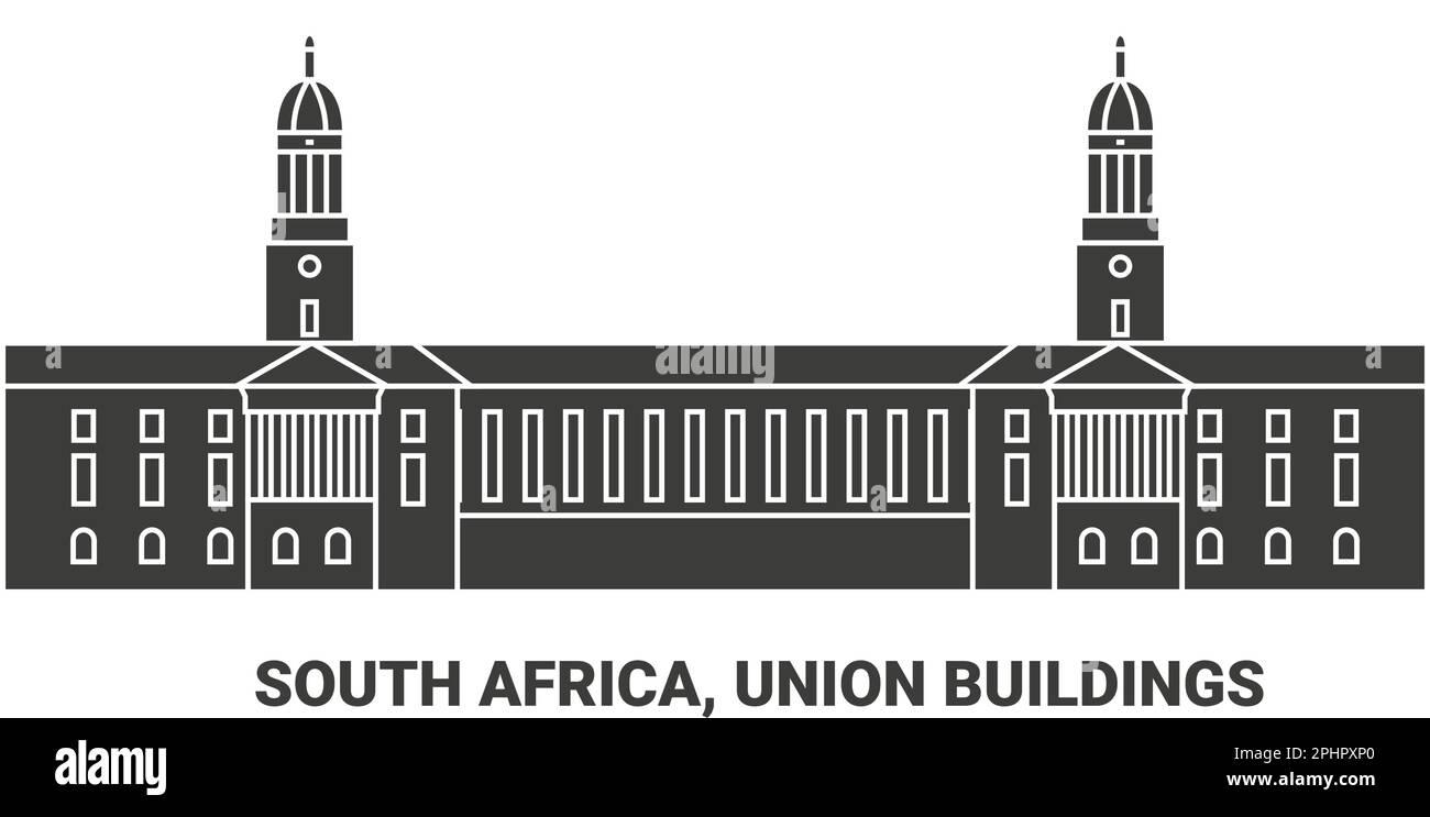 Südafrika, Union Buildings, Reise-Wahrzeichen-Vektordarstellung Stock Vektor