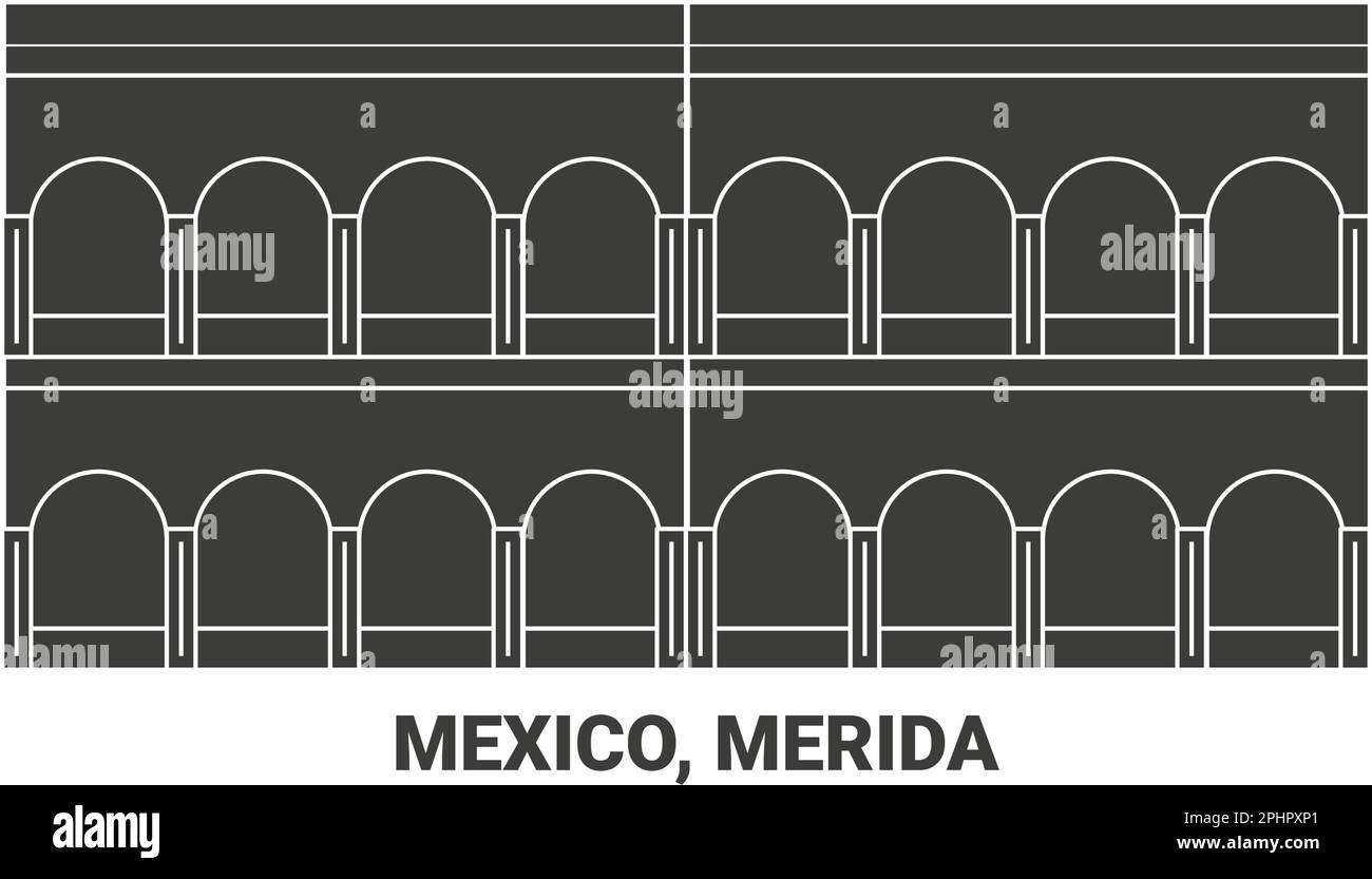 Mexiko, Merida, Reise-Wahrzeichen-Vektordarstellung Stock Vektor