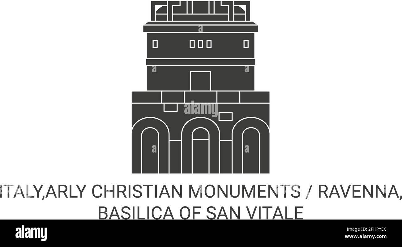 Italien, Arly Christian Monuments Ravenna, Basilika von San Vitale Reise Wahrzeichen Vektordarstellung Stock Vektor