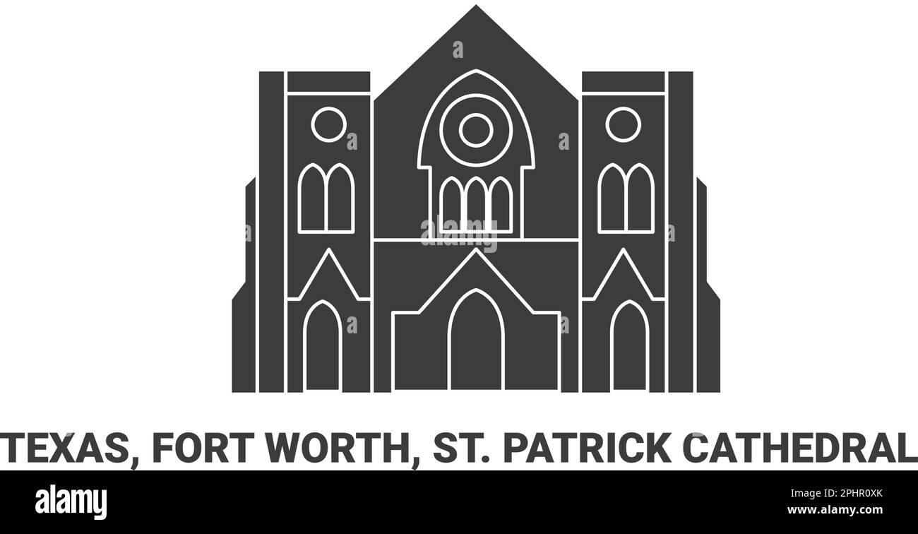 Usa, Texas, Fort Worth, St. Patrick Cathedral, Reise-Wahrzeichen-Vektordarstellung Stock Vektor