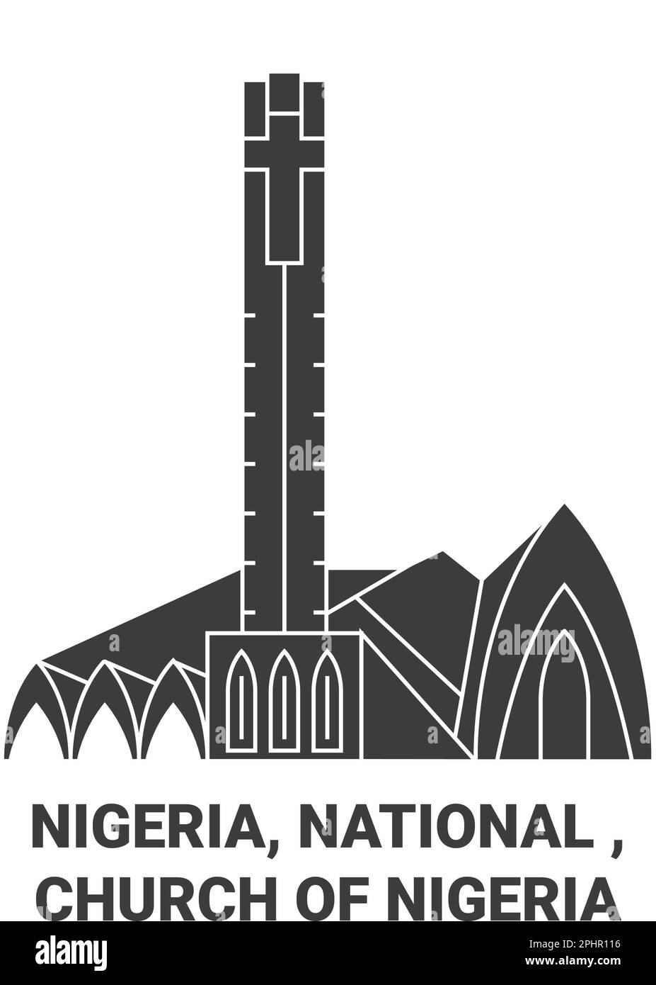 Nigeria, National, Kirche von Nigeria Reise Wahrzeichen Vektordarstellung Stock Vektor