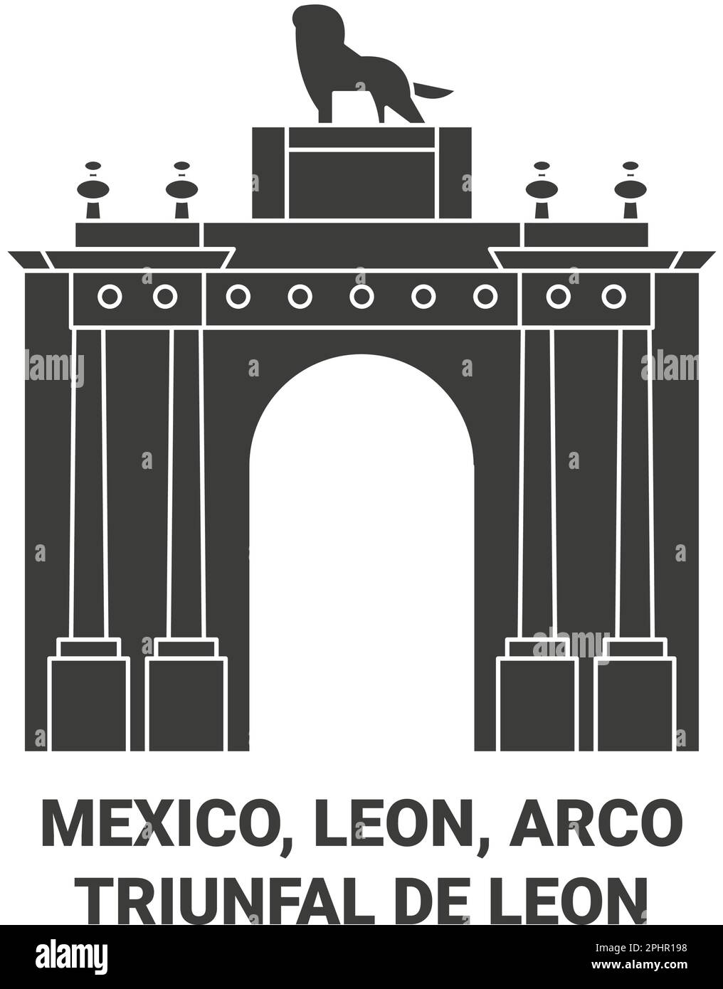 Mexiko, Leon, Arco Triunfal De Leon Reise-Wahrzeichen-Vektordarstellung Stock Vektor