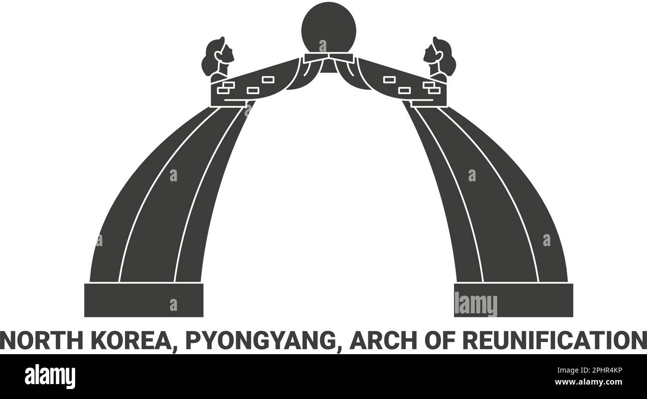 Nordkorea, Pjöngjang, Arch der Wiedervereinigung, Reise-Wahrzeichen-Vektordarstellung Stock Vektor