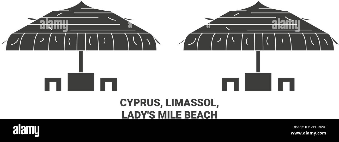 Zypern, Limassol, Lady's Mile Beach Reise Landmark Vektordarstellung Stock Vektor
