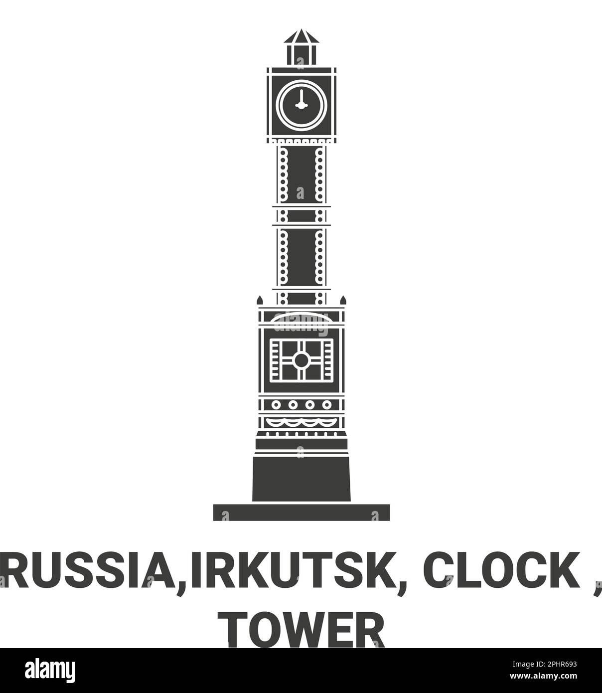 Russland, Irkutsk, Uhr, Tower Reise-Wahrzeichen-Vektordarstellung Stock Vektor