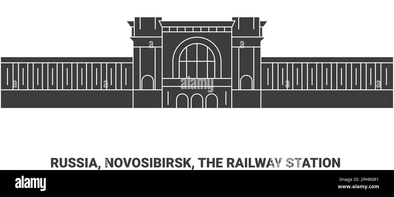 Russland, Nowosibirsk, der Bahnhof, Reise-Wahrzeichen-Vektordarstellung Stock Vektor