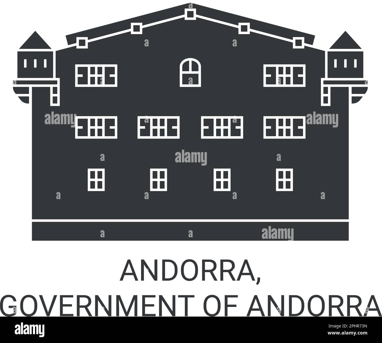 Andorra, Regierung von Andorra, Reise-Wahrzeichen-Vektordarstellung Stock Vektor