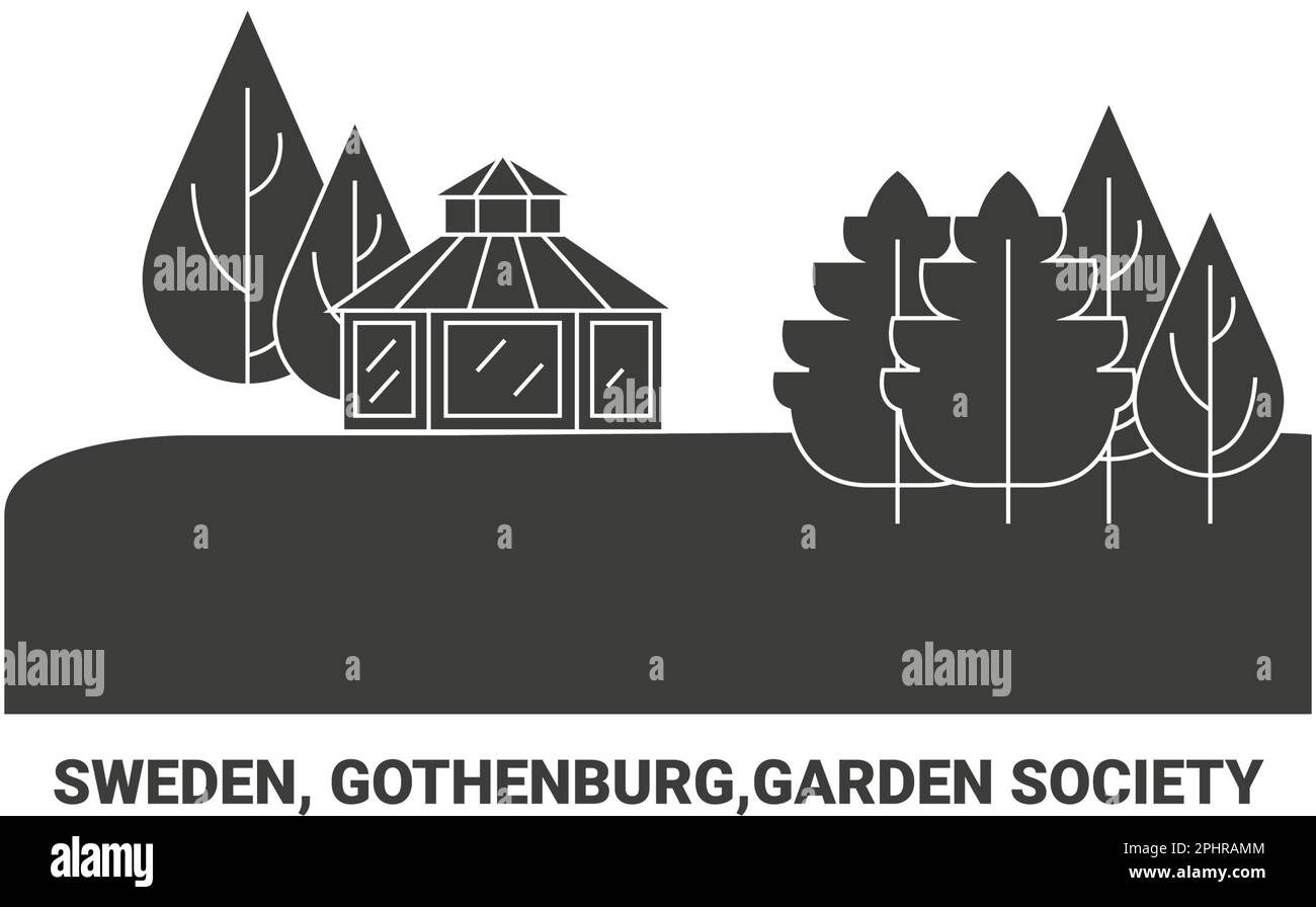 Schweden, Göteborg, Garden Society, Reise-Wahrzeichen-Vektordarstellung Stock Vektor
