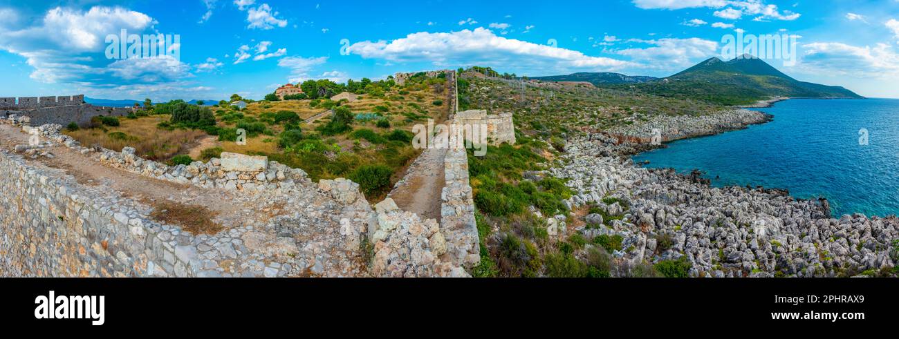 Blick auf die Burg Pylos in Griechenland. Stockfoto
