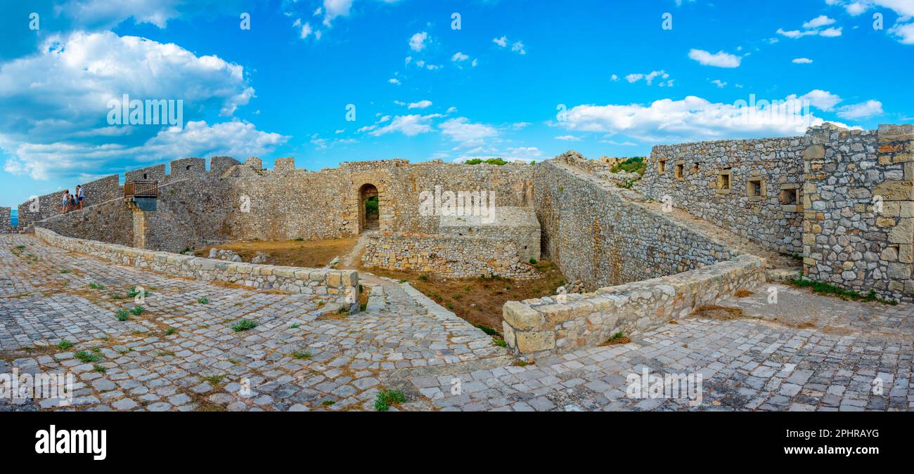 Blick auf die Burg Pylos in Griechenland. Stockfoto