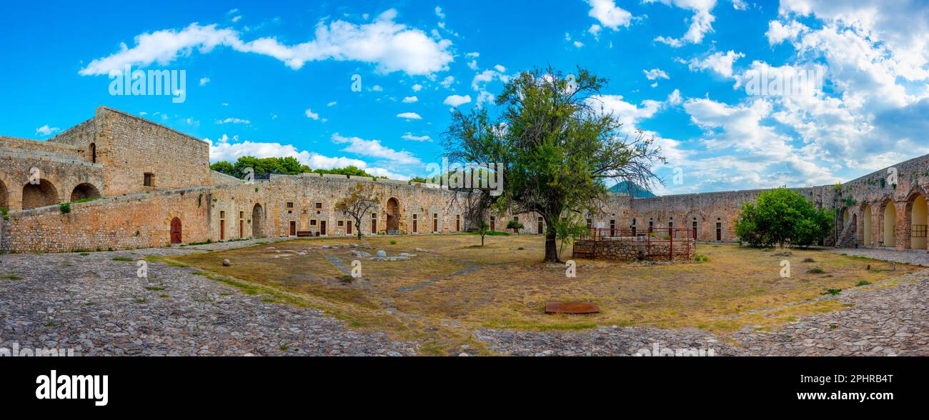 Blick auf die Burg Pylos in Griechenland. Stockfoto