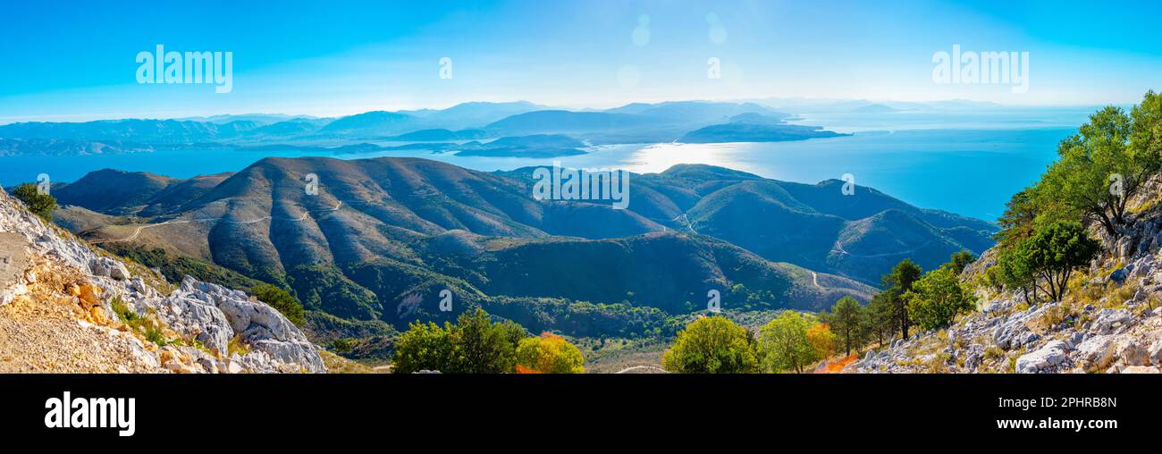 Landschaft des Mount Pantokrator auf Korfu, Griechenland. Stockfoto