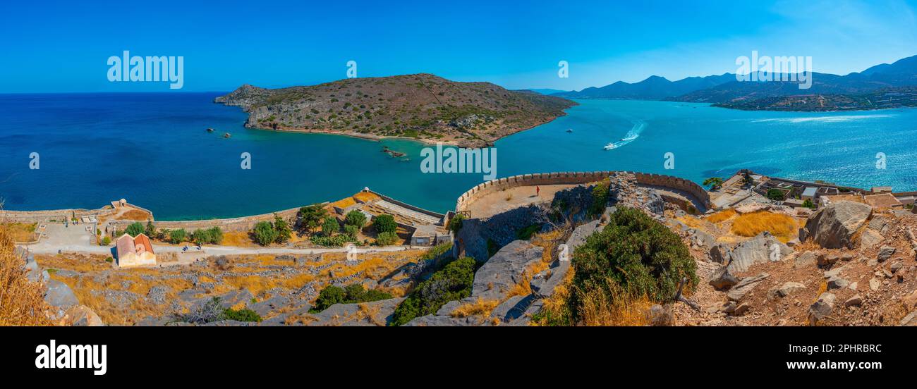Halbinsel Spinalonga auf der griechischen Insel Kreta. Stockfoto