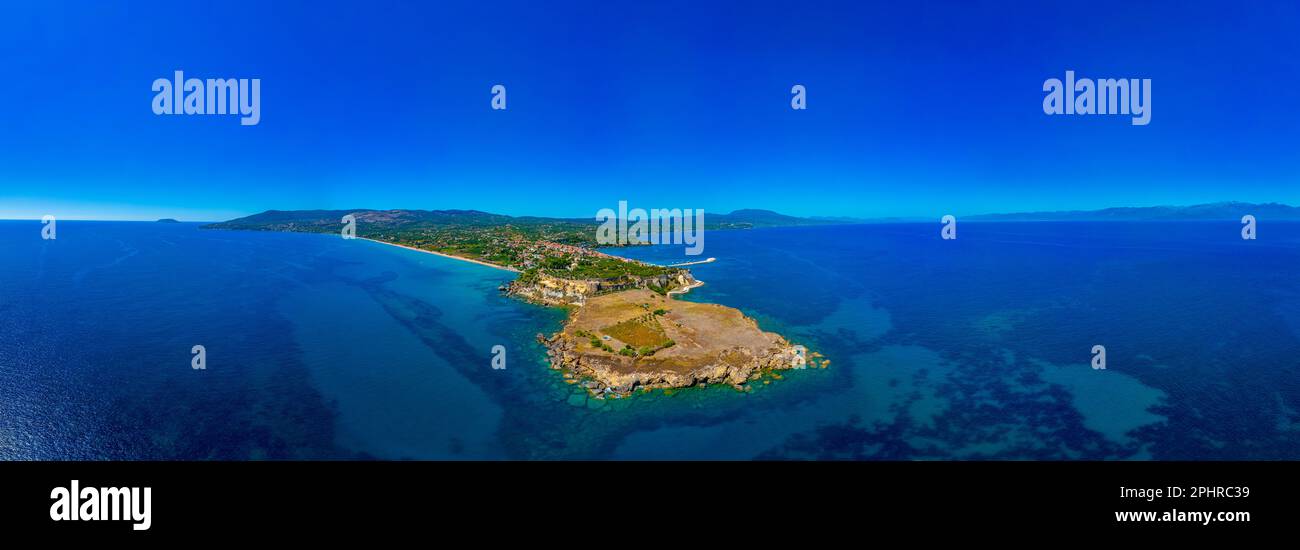 Panorama der Burg Koroni in Griechenland. Stockfoto