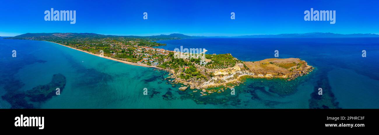 Panorama der Burg Koroni in Griechenland. Stockfoto