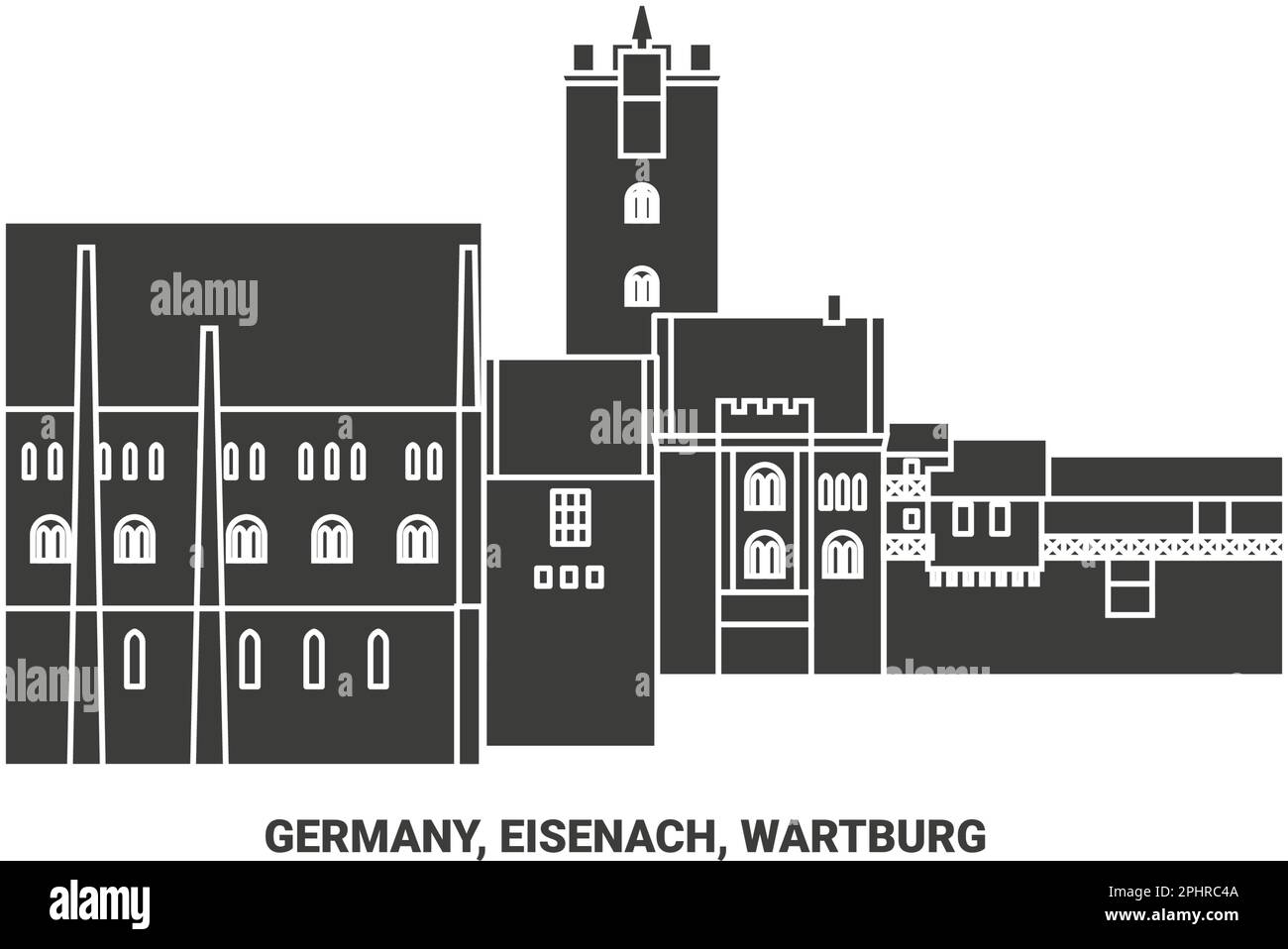 Deutschland, Eisenach, Wartburg Reise-Wahrzeichen-Vektordarstellung Stock Vektor