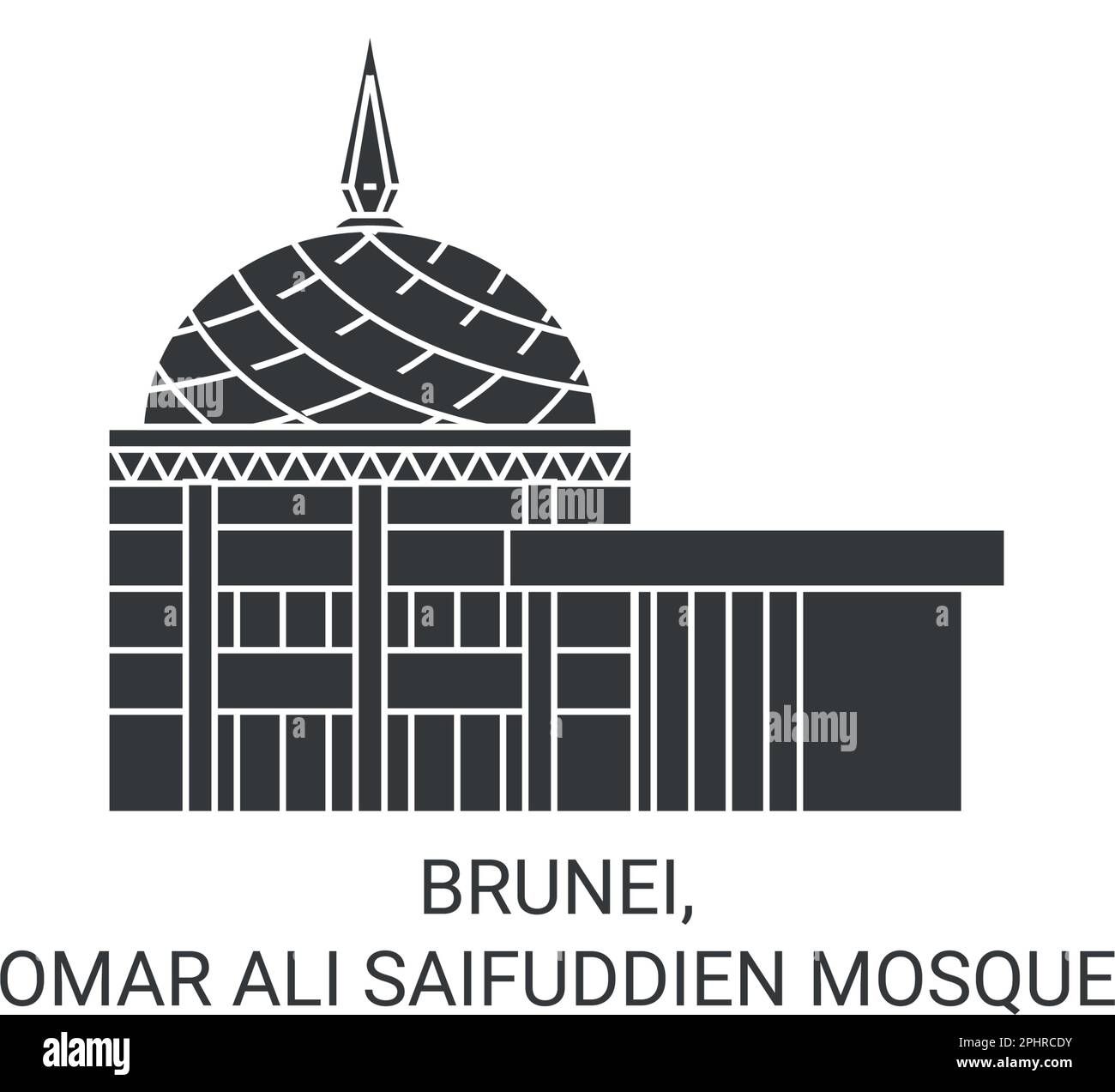 Brunei, Omar Ali Saifuddien Moschee Reise-Wahrzeichen-Vektordarstellung Stock Vektor