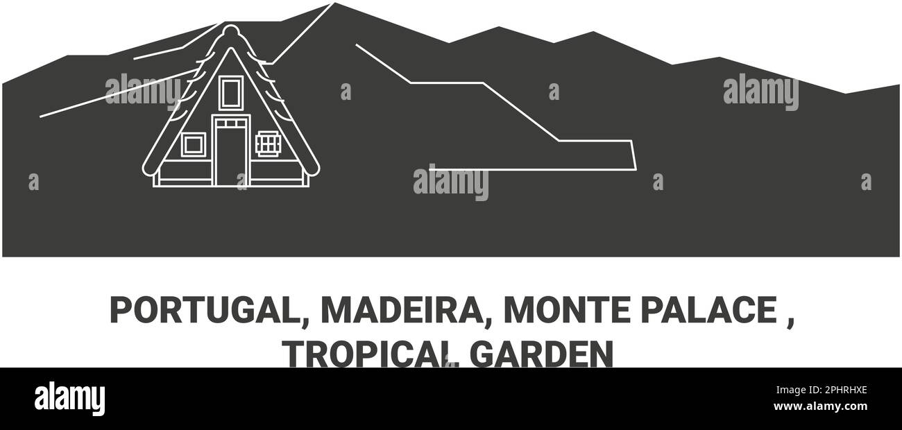 Portugal, Madeira, Monte Palace, Tropical Garden Reise Wahrzeichen Vektordarstellung Stock Vektor