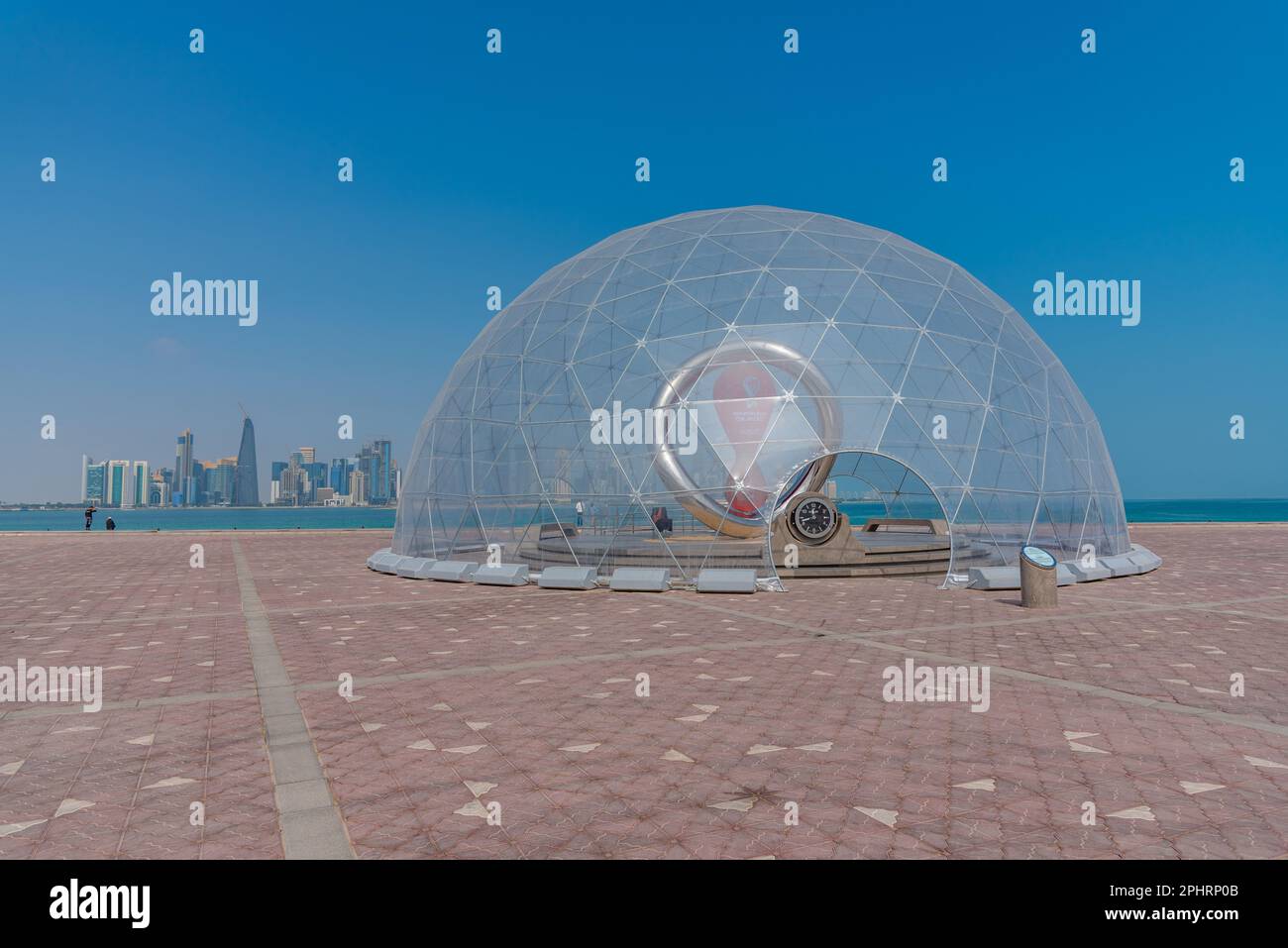 WM-Uhr in Doha, Katar. Stockfoto