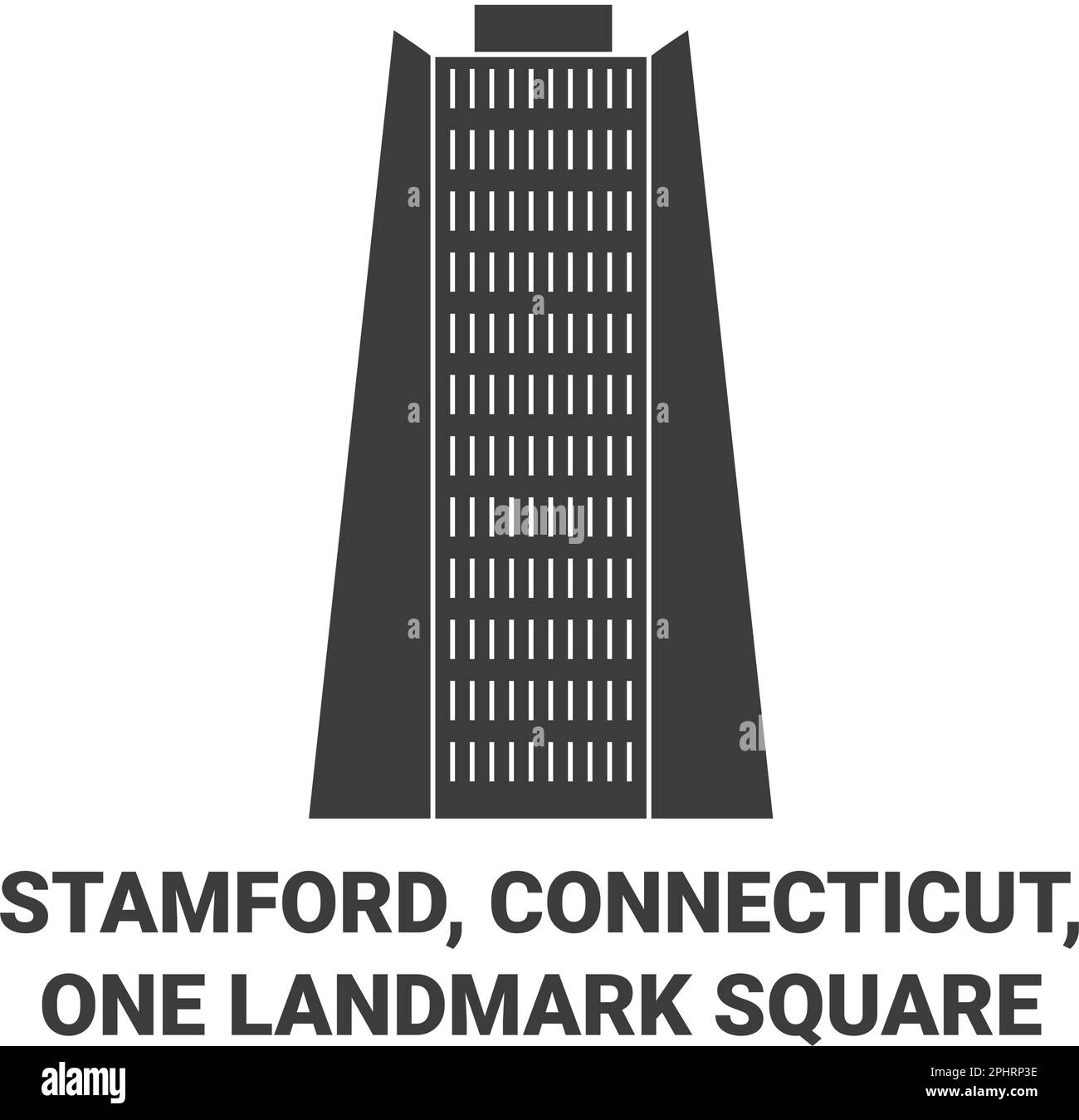 USA, Stamford, Connecticut, One Landmark Square – Vektordarstellung der Wahrzeichen Stock Vektor