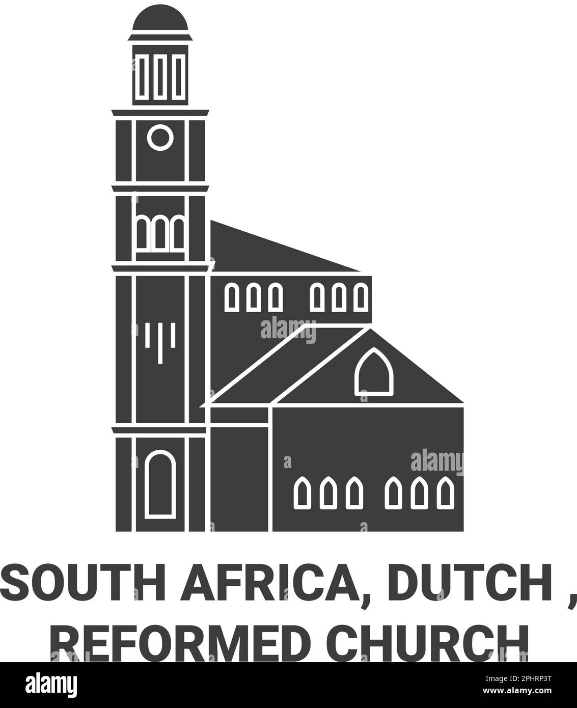 Südafrika, Niederländisch, Reformierte Kirche Reise-Wahrzeichen-Vektordarstellung Stock Vektor