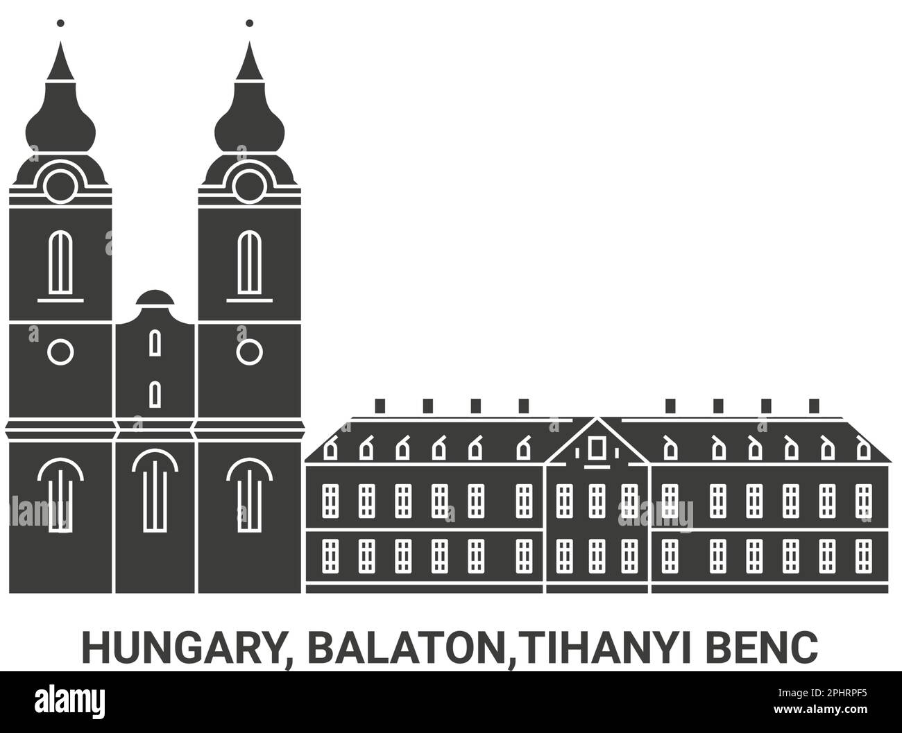 Ungarn, Balaton, Tihanyi Benc, S Aptsg Reise Landmark Vektordarstellung Stock Vektor