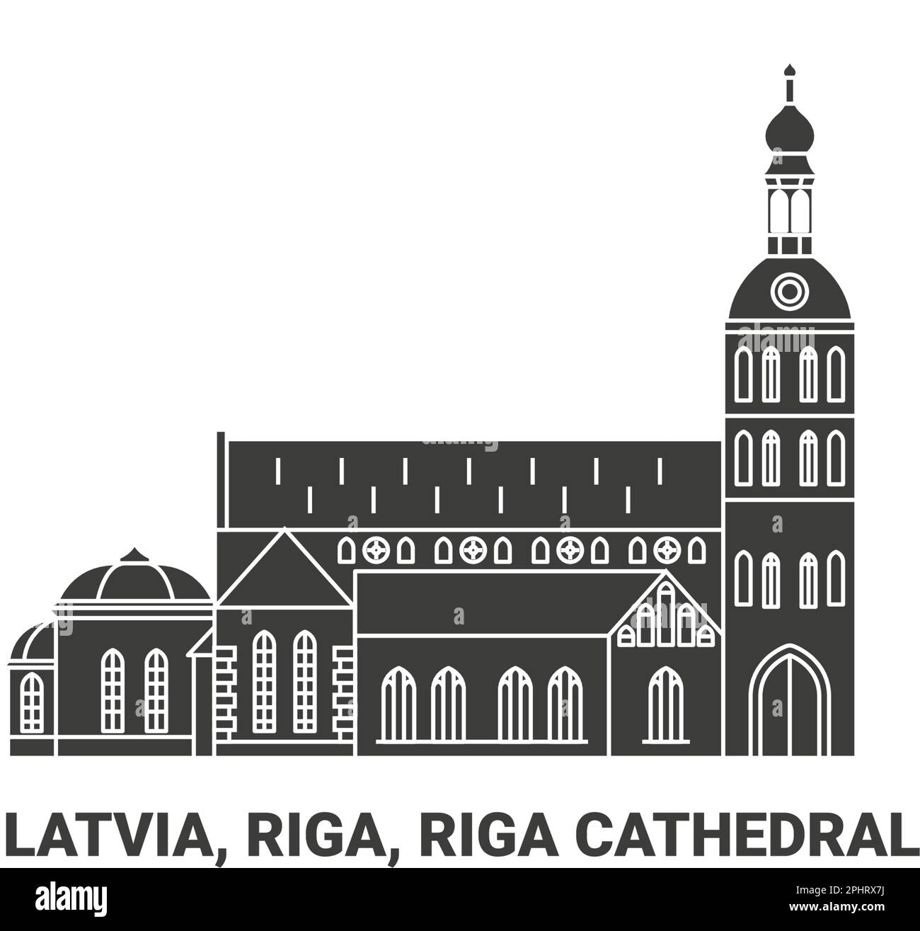 Lettland, Riga, Rigaer Kathedrale, Reise-Wahrzeichen-Vektor-Illustration Stock Vektor