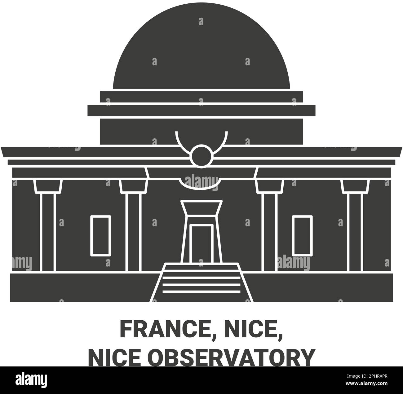 Frankreich, Nizza, Nizza Observatorium Reise Wahrzeichen Vektordarstellung Stock Vektor