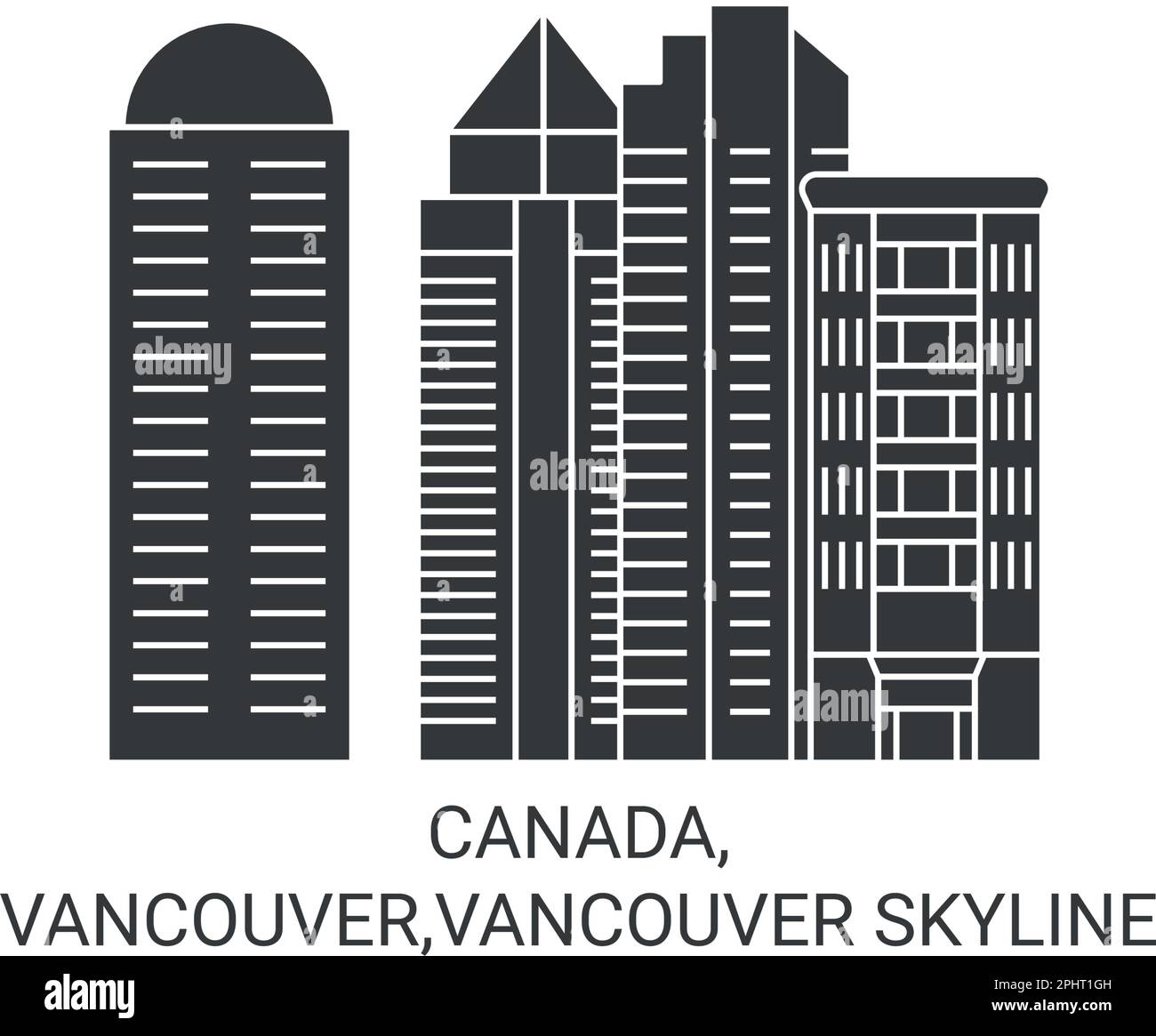 Vektordarstellung der Reise durch die Skyline von Kanada, Vancouver und Vancouver Stock Vektor