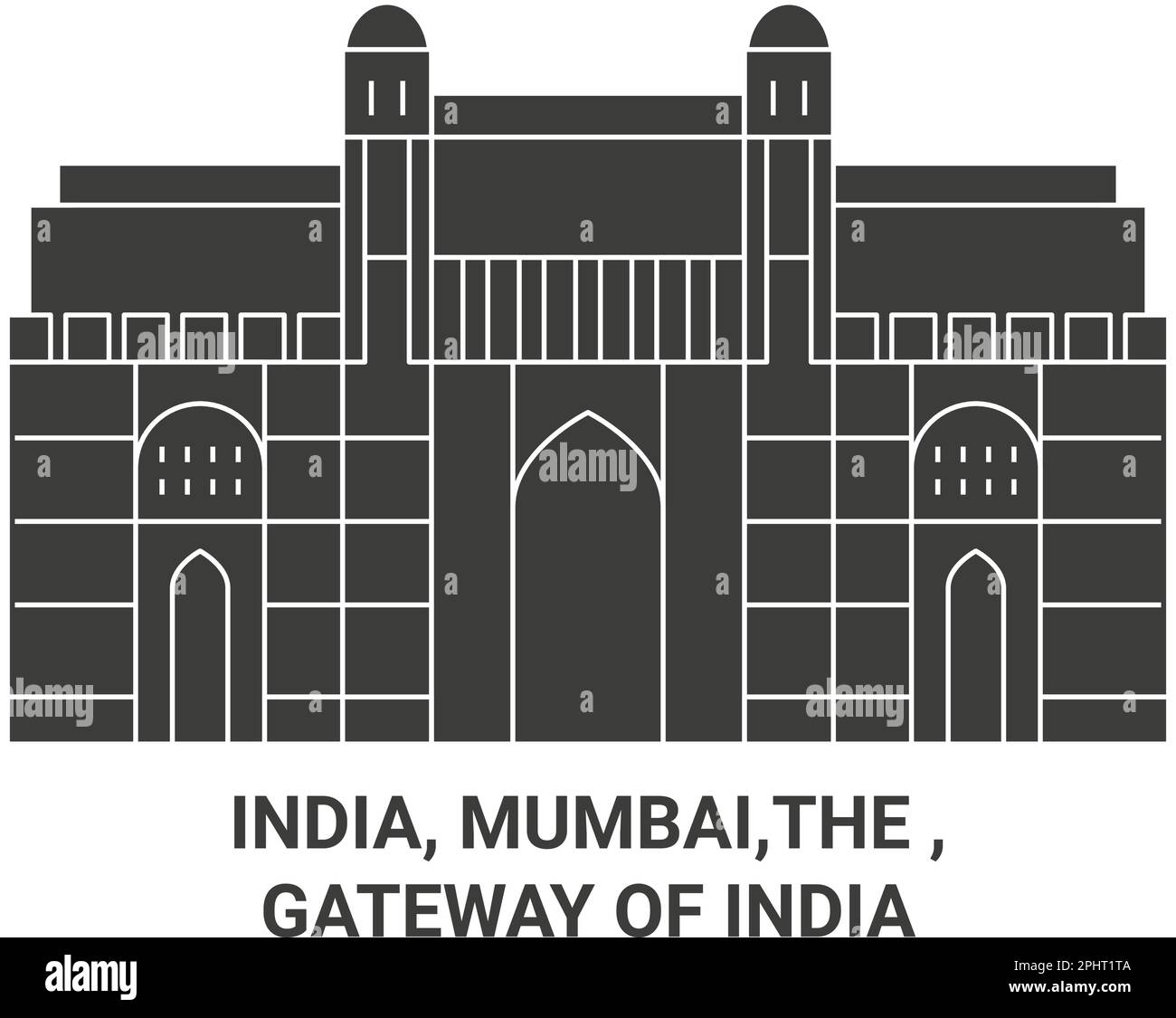 Indien, Mumbai, das , das Gateway of India Reise-Wahrzeichen-Vektorbild Stock Vektor