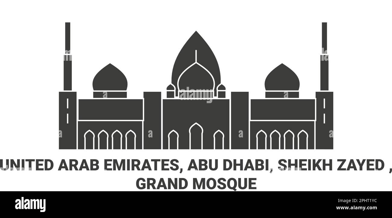Vereinigte Arabische Emirate, Abu Dhabi, Scheich Zayed , große Moschee Reise-Wahrzeichen-Vektordarstellung Stock Vektor