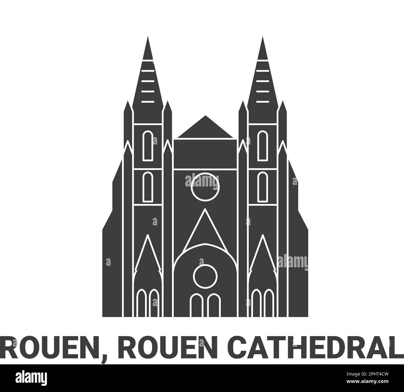 Frankreich, Rouen, Kathedrale von Rouen, Reise-Wahrzeichen-Vektordarstellung Stock Vektor