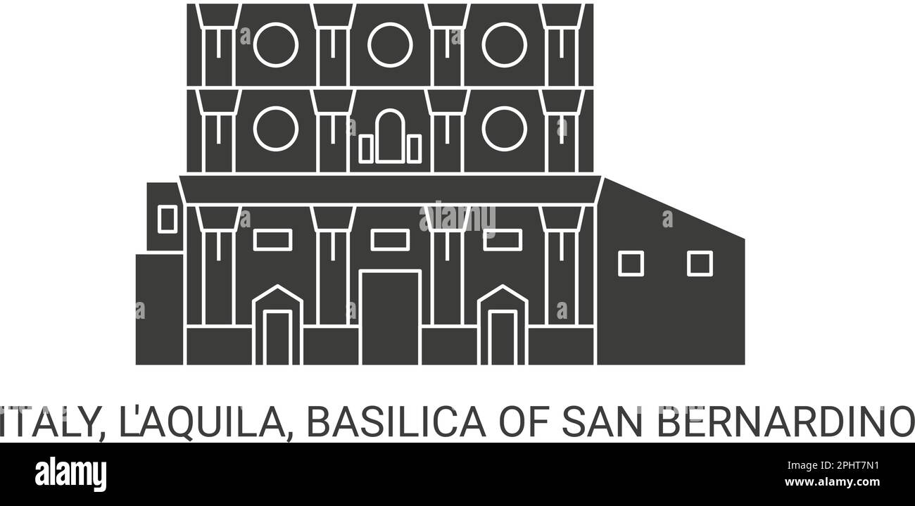 Italien, L'aquila, Basilika San Bernardino, Reise-Wahrzeichen-Vektordarstellung Stock Vektor