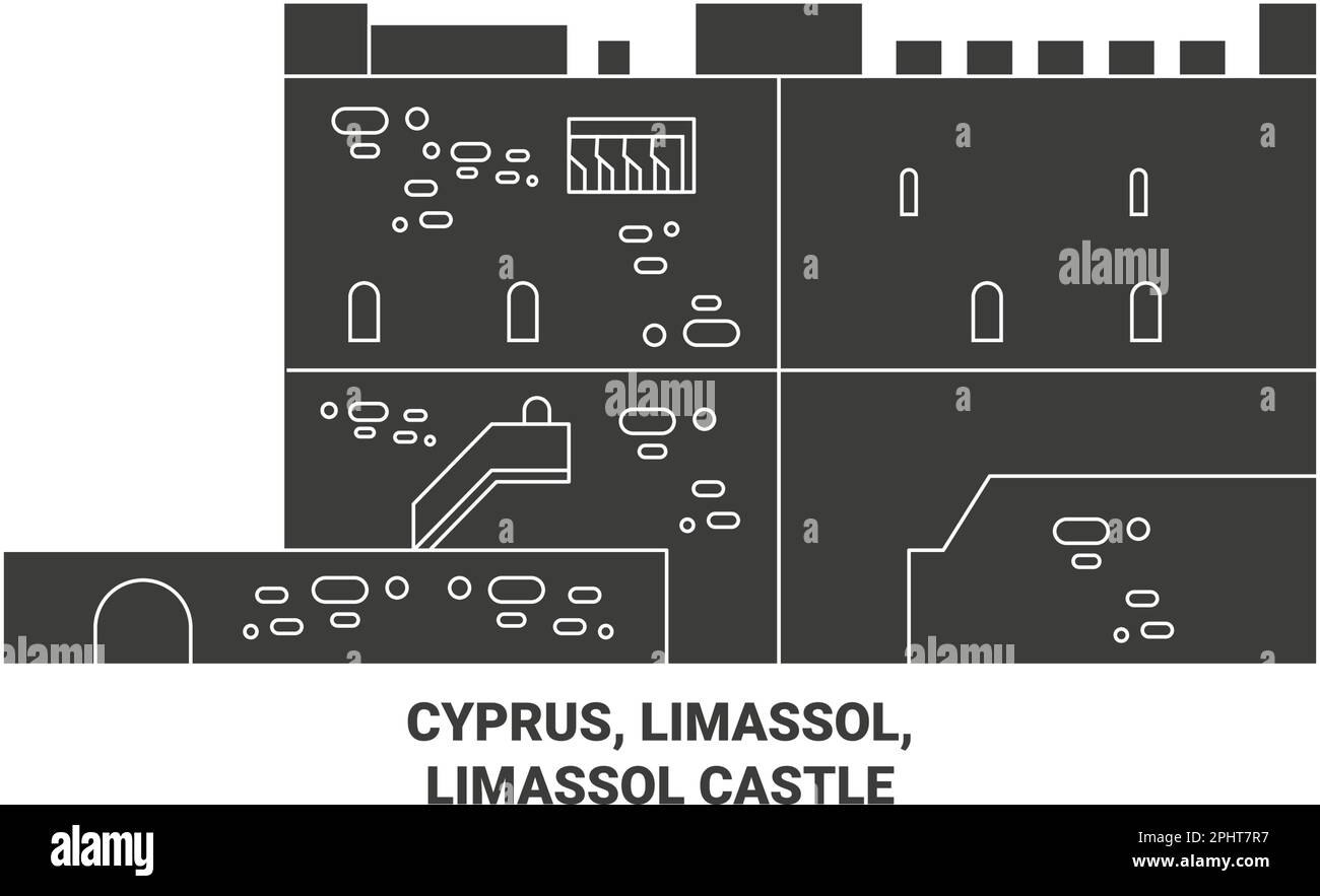 Zypern, Limassol, Limassol Castle Reise Wahrzeichen Vektordarstellung Stock Vektor
