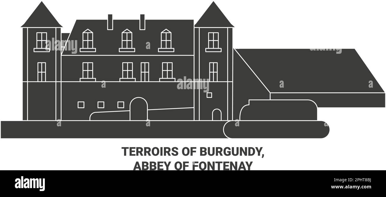 Frankreich, Burgunder Terroirs, Abtei Fontenay reisen als Vektorgrafik Stock Vektor