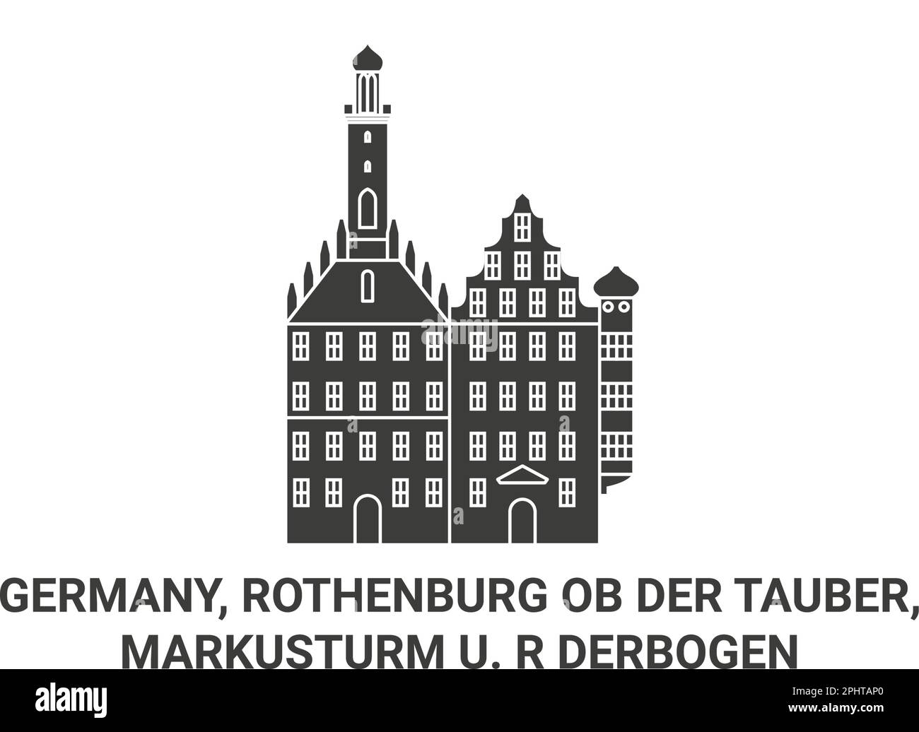 Deutschland, Rothenburg ob der Tauber, Markusturm U. Rderbogen travel Landmark Vector Illustration Stock Vektor