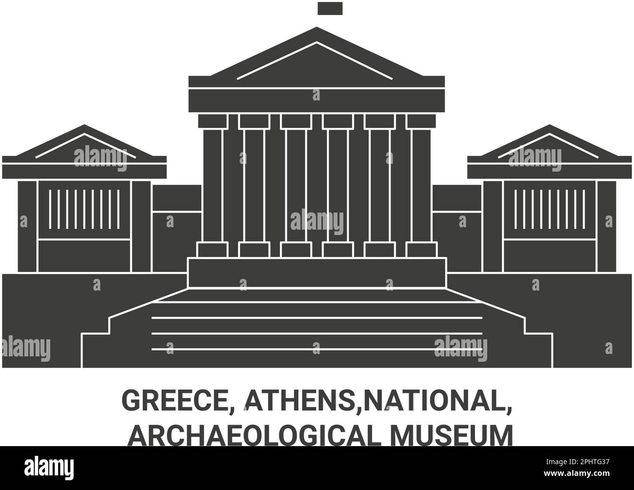 Griechenland, Athen, National, Archäologisches Museum Reise Wahrzeichen Vektordarstellung Stock Vektor