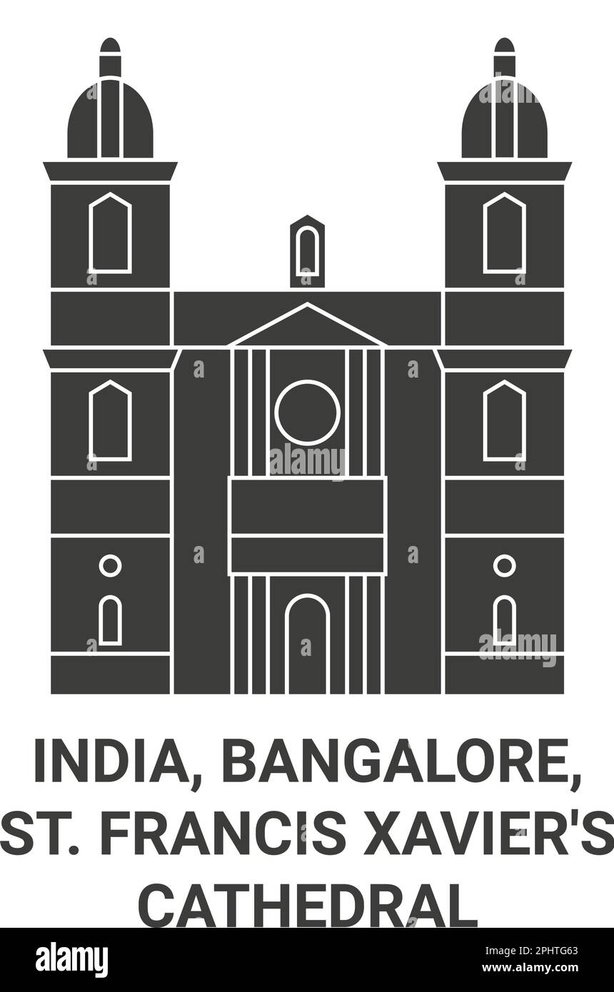 Indien, Bangalore, St. Francis Xavier's Cathedral ist ein Wahrzeichen der Reise, eine Vektordarstellung Stock Vektor