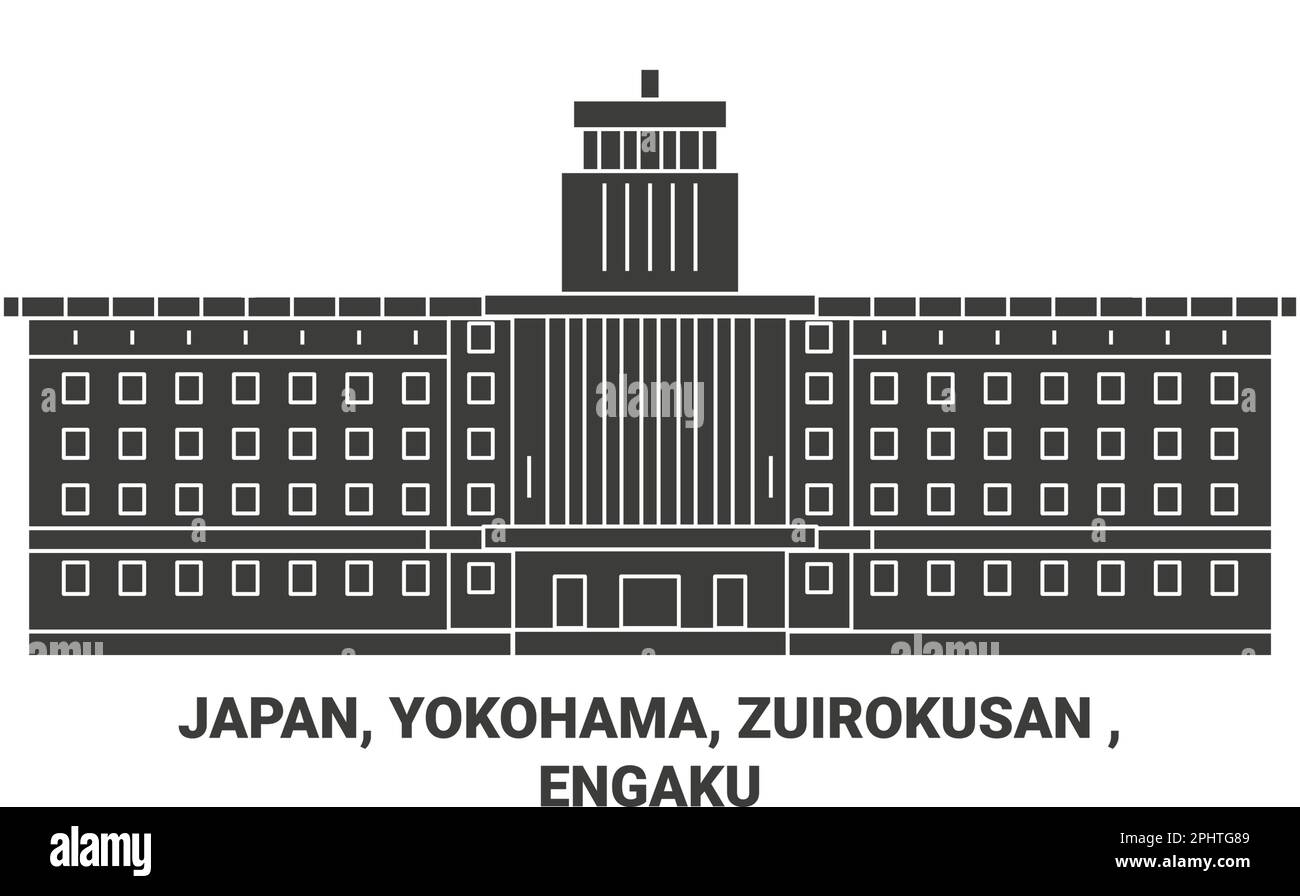 Japan, Yokohama, Zuirokusan, Engaku KSh Zenji Reise-Wahrzeichen-Vektordarstellung Stock Vektor