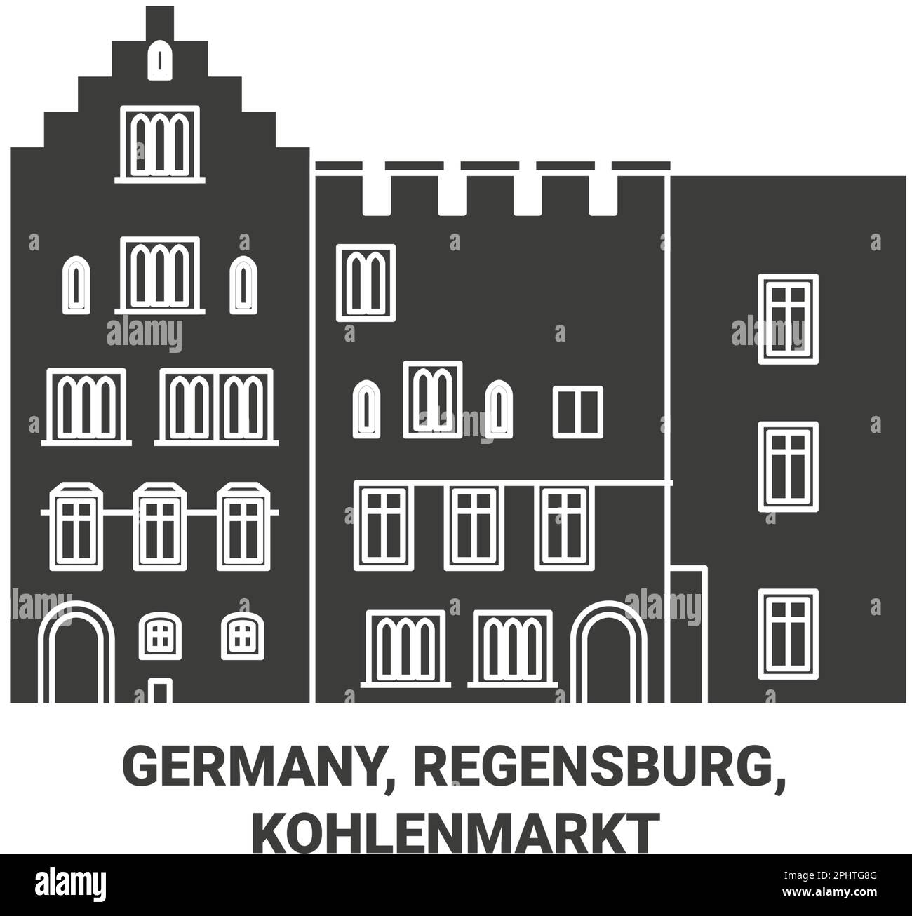 Deutschland, Regensburg, Kohmarkt Reise-Wahrzeichen-Vektordarstellung Stock Vektor