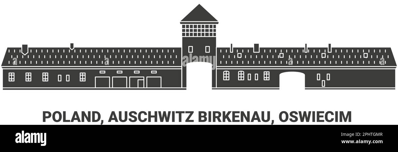 Polen, Auschwitz Birkenau, Oswiecim, Reise-Wahrzeichen-Vektordarstellung Stock Vektor