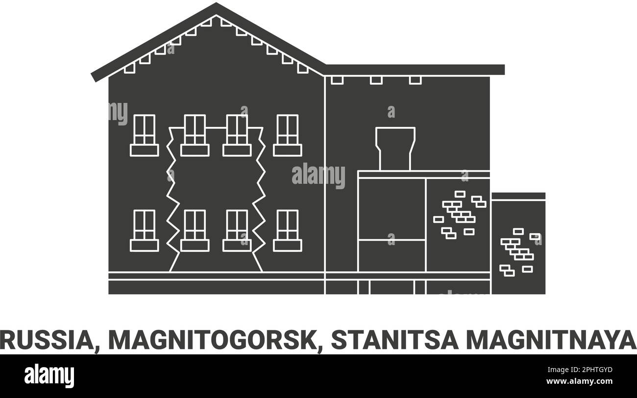 Russland, Magnitogorsk, Stanitsa Magnitnaya, Reise-Wahrzeichen-Vektordarstellung Stock Vektor