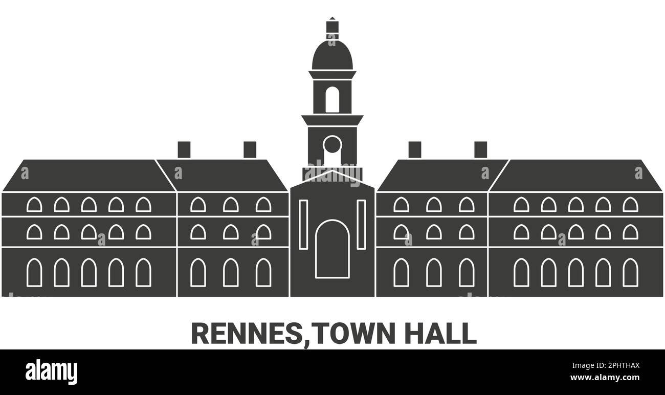 Frankreich, Rennes, Rathaus, Reise-Wahrzeichen-Vektordarstellung Stock Vektor