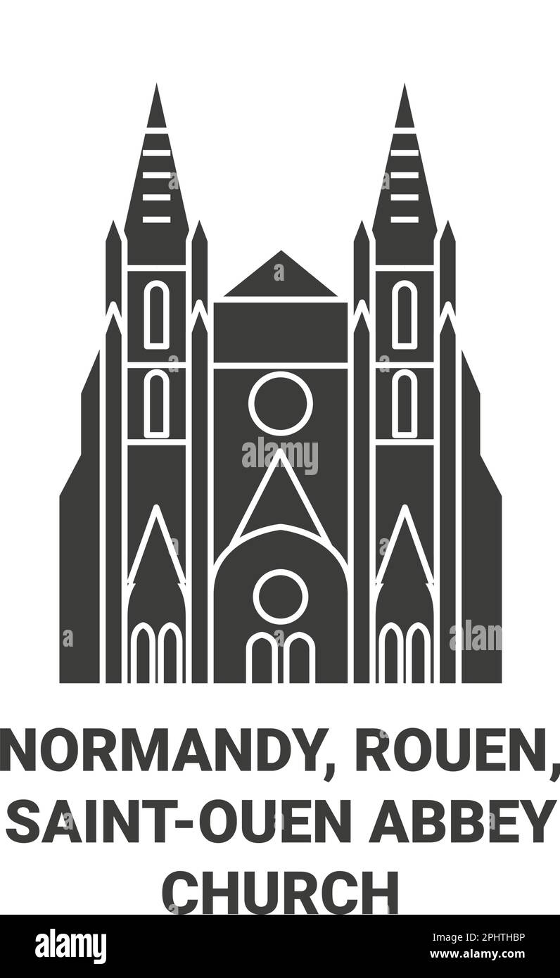 Frankreich, Normandie, Rouen, Abteikirche Saintouen reisen als Vektorgrafik Stock Vektor