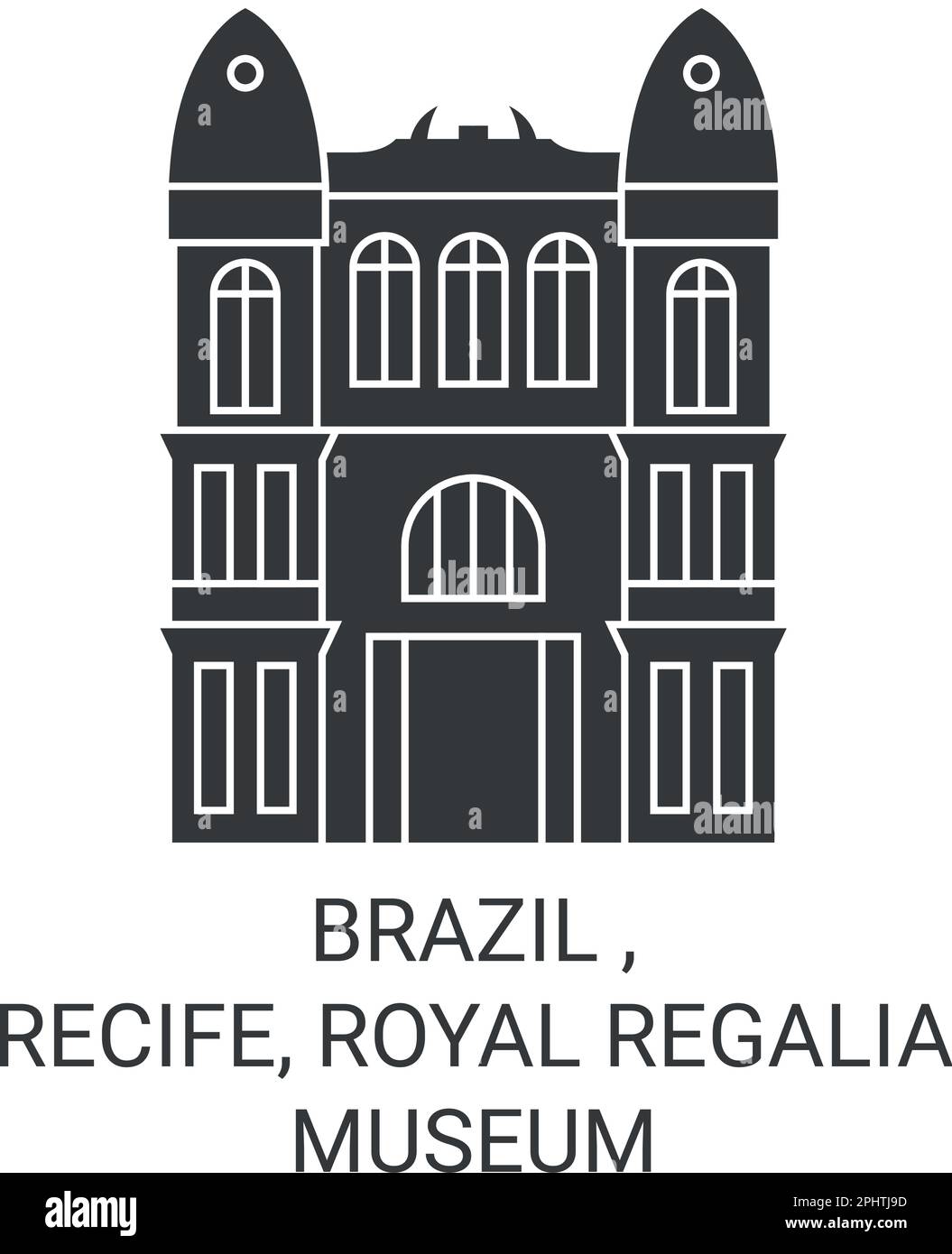Brasilien, Recife, Royal Regalia Museum Reise Wahrzeichen Vektordarstellung Stock Vektor