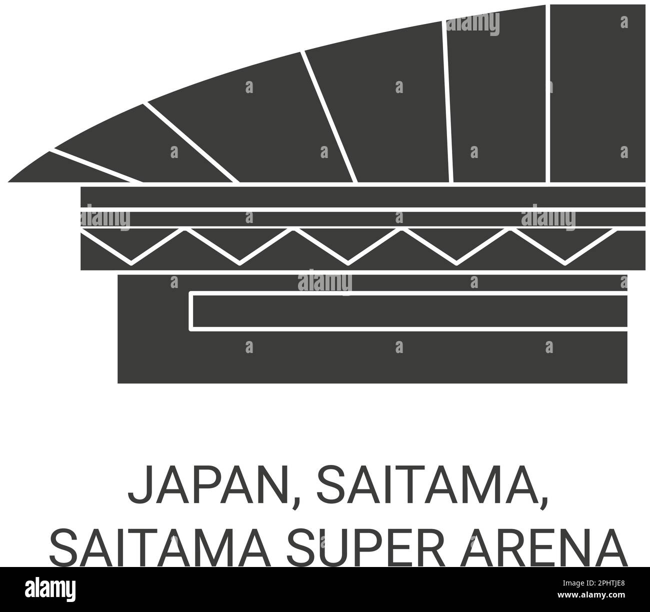Japan, Saitama, Saitama Super Arena Reise-Wahrzeichen-Vektordarstellung Stock Vektor