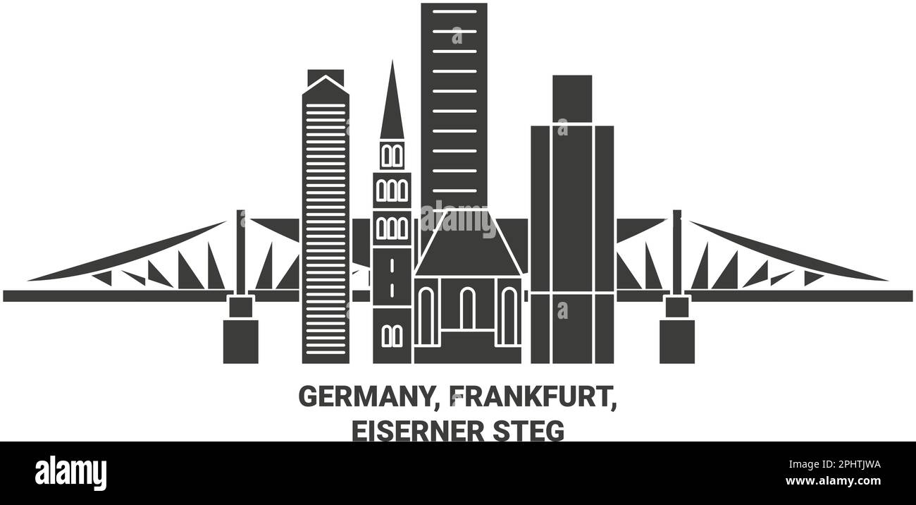 Deutschland, Frankfurt, Eiserner Steg Reise Landmark Vektordarstellung Stock Vektor