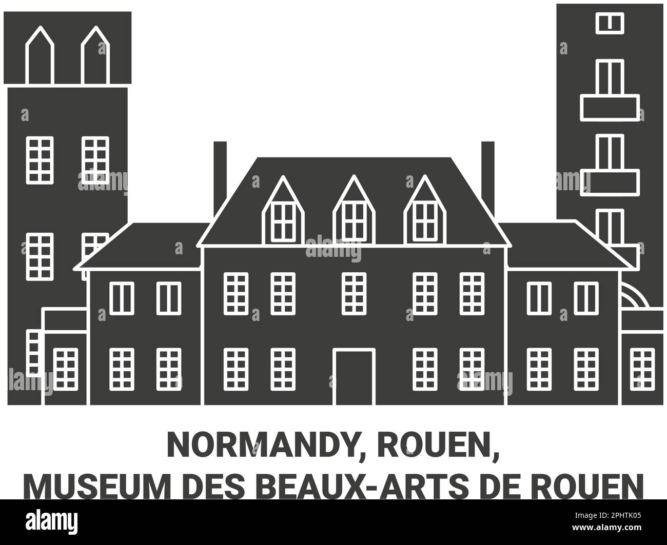 Frankreich, Normandie, Rouen, Museum des Beauxarts De Rouen reisen als Vektordarstellung für Wahrzeichen Stock Vektor