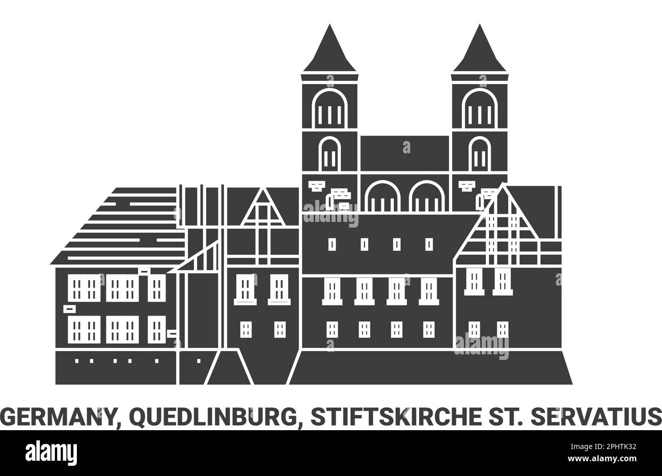 Deutschland, Quedlinburg, Stiftskirche St. Vektordarstellung der Servatius-Reise-Landmarke Stock Vektor