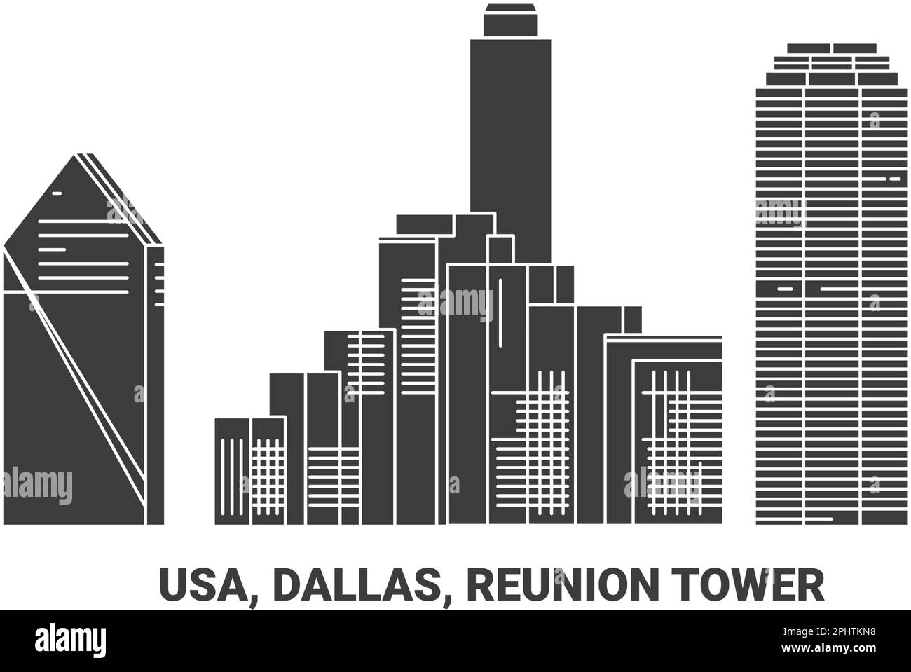 USA, Dallas, Reunion Tower, Vektordarstellung für Reiseziele Stock Vektor